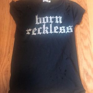 Black ripped tee ‘ born reckless’